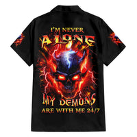 Flame Skull Hawaiian Shirt I'm Never Alone My Demons Are With Me 24/7 - Wonder Print Shop