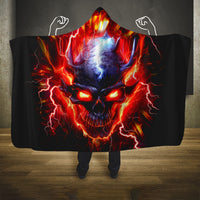 Flame Skull Hooded Blanket I'm Never Alone My Demons Are With Me 24/7