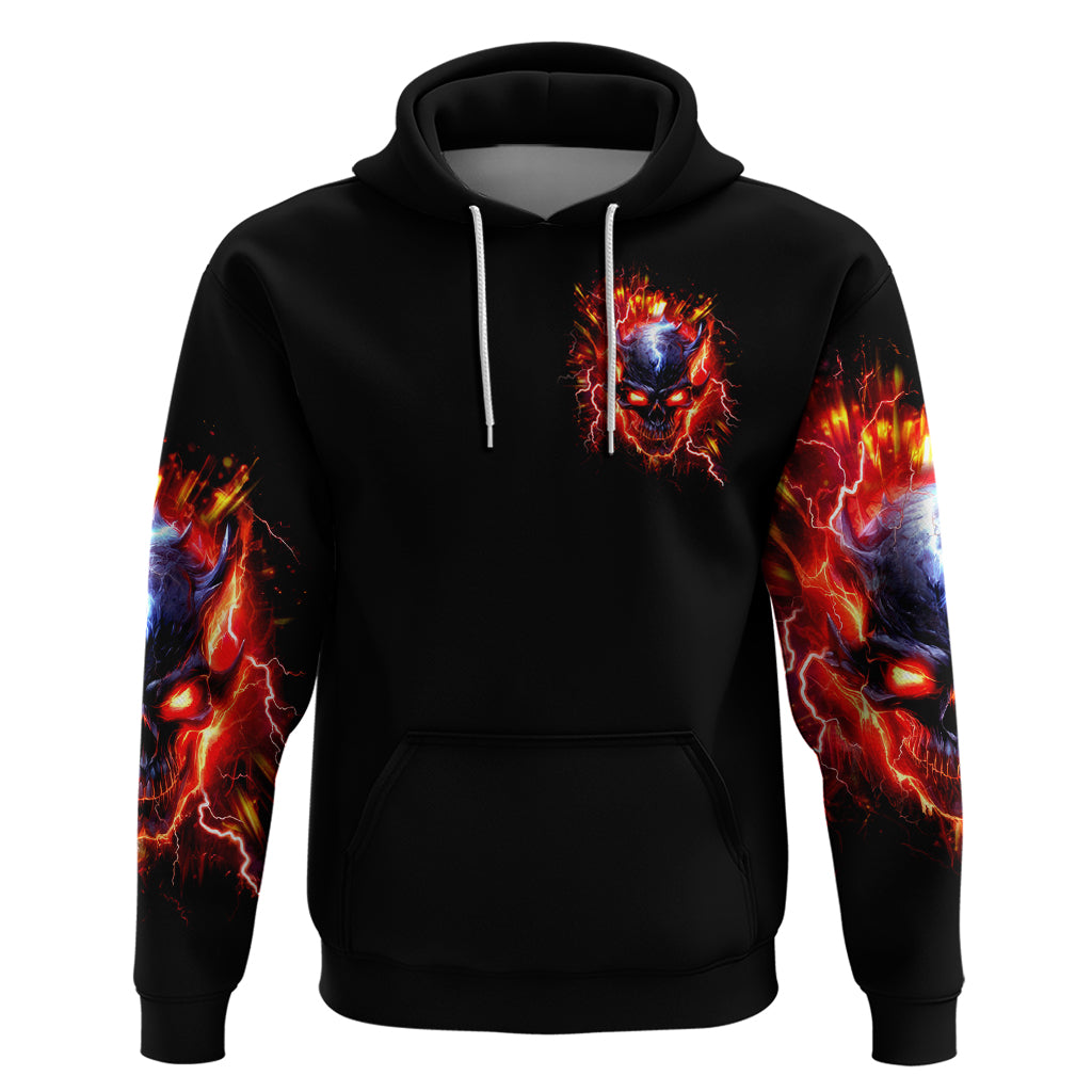Flame Skull Hoodie I'm Never Alone My Demons Are With Me 24/7 - Wonder Print Shop