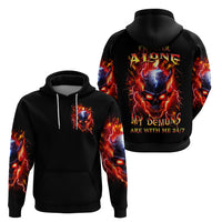 Flame Skull Hoodie I'm Never Alone My Demons Are With Me 24/7 - Wonder Print Shop