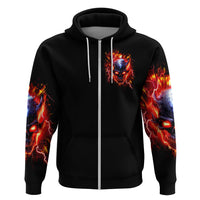 Flame Skull Hoodie I'm Never Alone My Demons Are With Me 24/7 - Wonder Print Shop