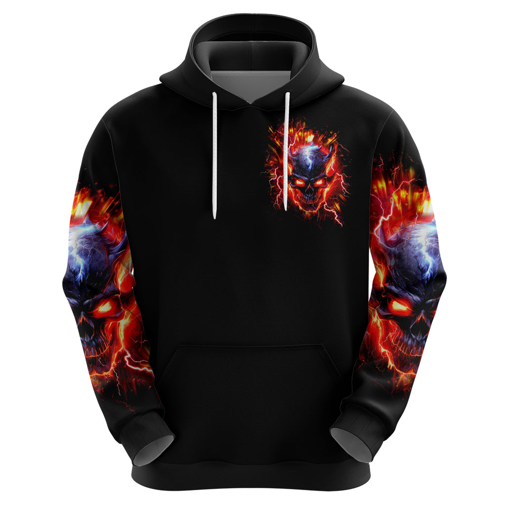 Flame Skull Hoodie I'm Never Alone My Demons Are With Me 24/7 - Wonder Print Shop