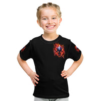 Flame Skull Kid T Shirt I'm Never Alone My Demons Are With Me 24/7 - Wonder Print Shop