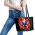 Flame Skull Leather Tote Bag I'm Never Alone My Demons Are With Me 24/7 - Wonder Print Shop