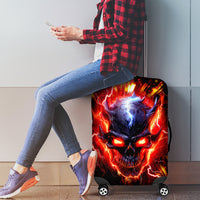 Flame Skull Luggage Cover I'm Never Alone My Demons Are With Me 24/7 - Wonder Print Shop