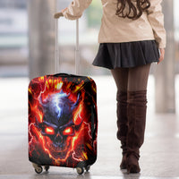 Flame Skull Luggage Cover I'm Never Alone My Demons Are With Me 24/7 - Wonder Print Shop