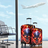 Flame Skull Luggage Cover I'm Never Alone My Demons Are With Me 24/7 - Wonder Print Shop