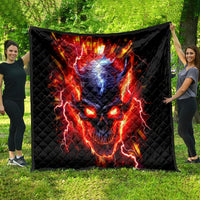 Flame Skull Quilt I'm Never Alone My Demons Are With Me 24/7 - Wonder Print Shop