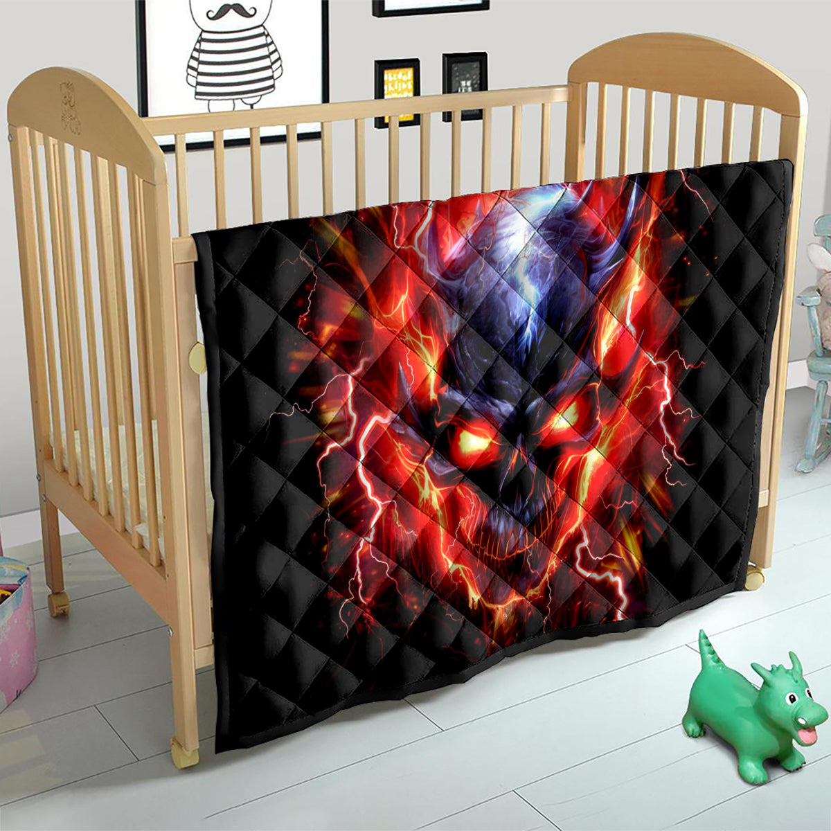 Flame Skull Quilt I'm Never Alone My Demons Are With Me 24/7 - Wonder Print Shop