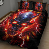 Flame Skull Quilt Bed Set I'm Never Alone My Demons Are With Me 24/7 - Wonder Print Shop