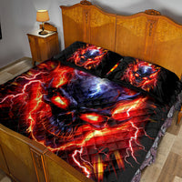 Flame Skull Quilt Bed Set I'm Never Alone My Demons Are With Me 24/7 - Wonder Print Shop