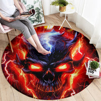 Flame Skull Round Carpet I'm Never Alone My Demons Are With Me 24/7