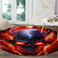 Flame Skull Round Carpet I'm Never Alone My Demons Are With Me 24/7