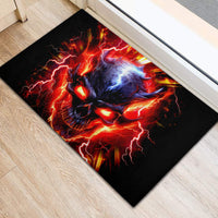 Flame Skull Rubber Doormat I'm Never Alone My Demons Are With Me 24/7 - Wonder Print Shop