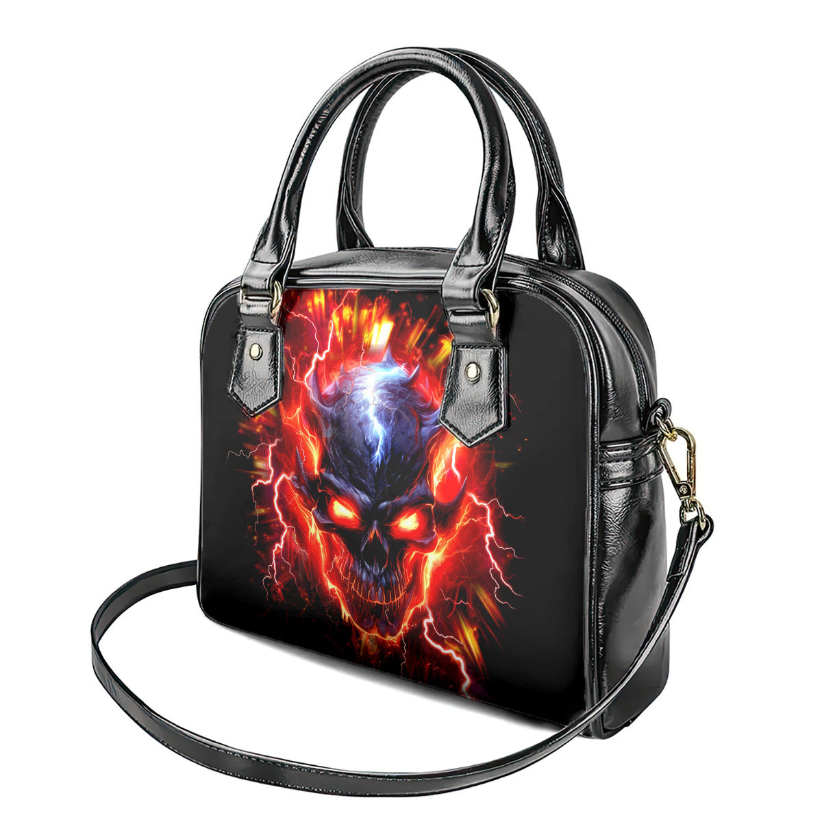 Flame Skull Shoulder Handbag I'm Never Alone My Demons Are With Me 24/7