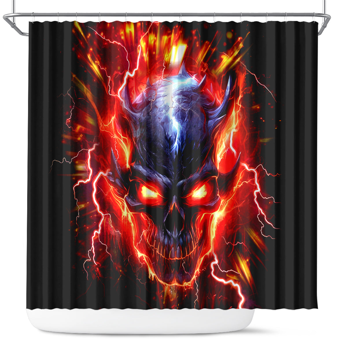 Flame Skull Shower Curtain I'm Never Alone My Demons Are With Me 24/7