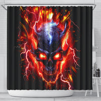 Flame Skull Shower Curtain I'm Never Alone My Demons Are With Me 24/7