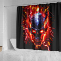 Flame Skull Shower Curtain I'm Never Alone My Demons Are With Me 24/7
