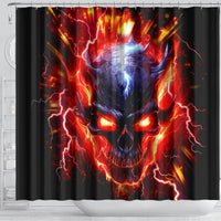 Flame Skull Shower Curtain I'm Never Alone My Demons Are With Me 24/7