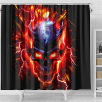 Flame Skull Shower Curtain I'm Never Alone My Demons Are With Me 24/7