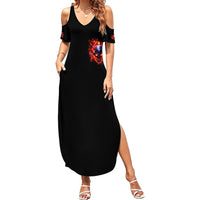 Flame Skull Summer Maxi Dress I'm Never Alone My Demons Are With Me 24/7 - Wonder Print Shop