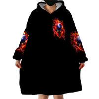 Flame Skull Wearable Blanket Hoodie I'm Never Alone My Demons Are With Me 24/7 - Wonder Print Shop