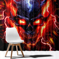 Flame Skull Window Curtain I'm Never Alone My Demons Are With Me 24/7 - Wonder Print Shop