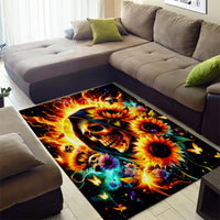 Sunflower Skull Area Rug She Is Sunshine Mixed With A Little Hurricane - Wonder Print Shop