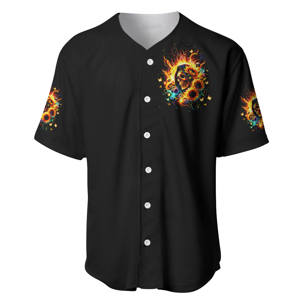 Sunflower Skull Baseball Jersey She Is Sunshine Mixed With A Little Hurricane - Wonder Print Shop
