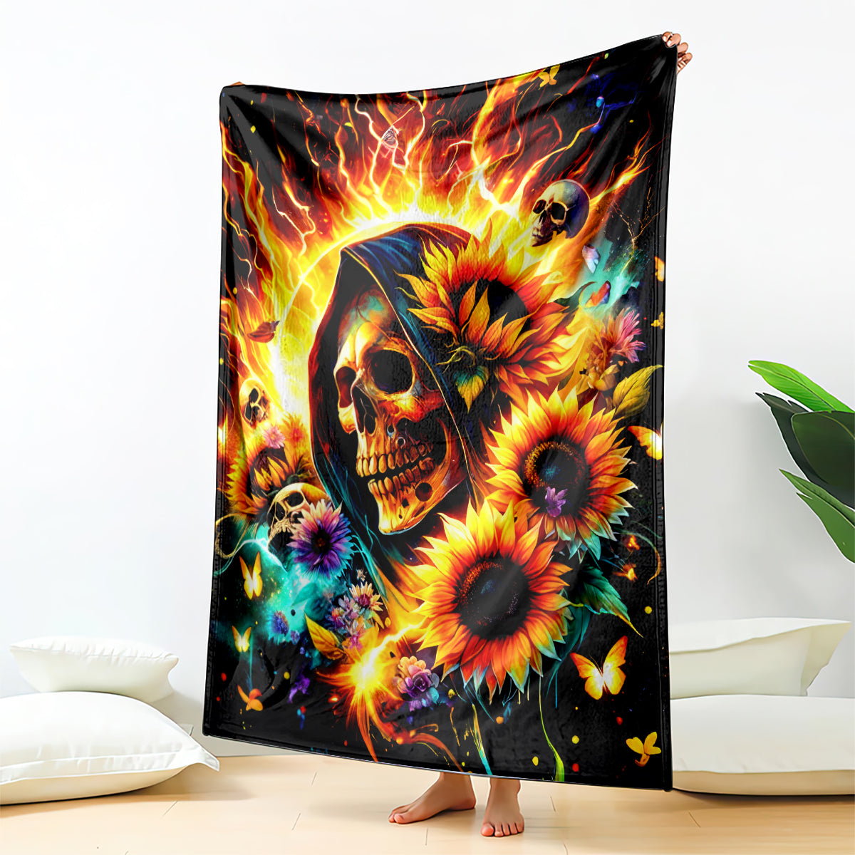Sunflower Skull Blanket She Is Sunshine Mixed With A Little Hurricane
