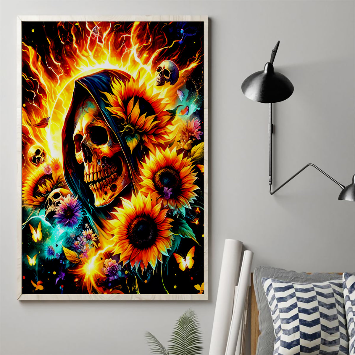 Sunflower Skull Canvas Wall Art She Is Sunshine Mixed With A Little Hurricane - Wonder Print Shop