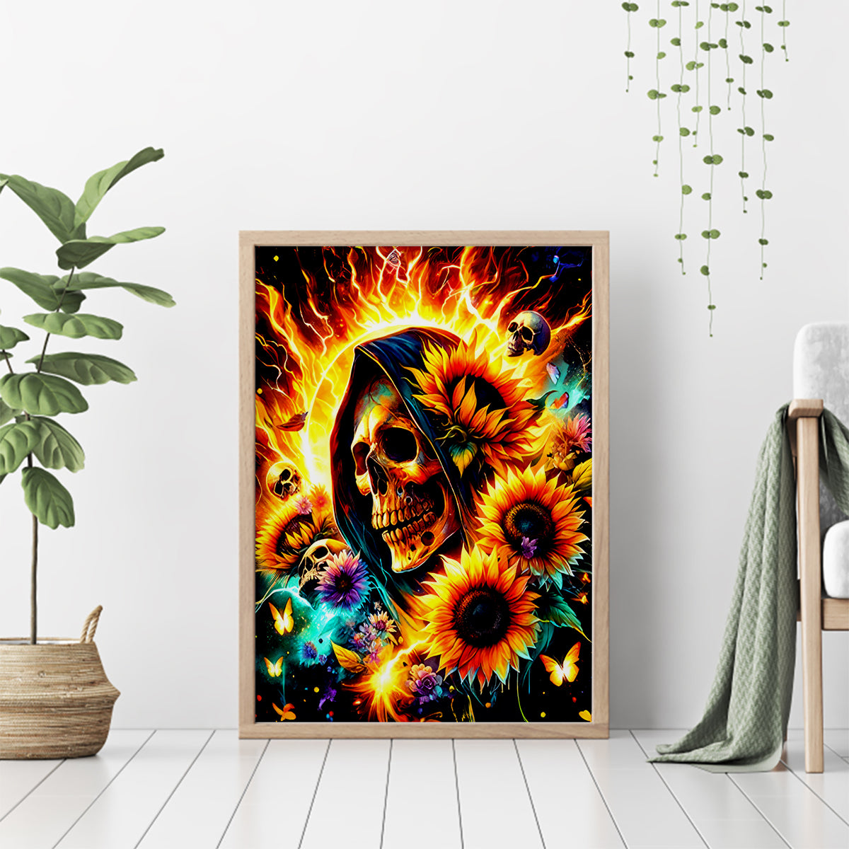 Sunflower Skull Canvas Wall Art She Is Sunshine Mixed With A Little Hurricane - Wonder Print Shop