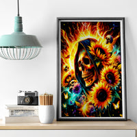 Sunflower Skull Canvas Wall Art She Is Sunshine Mixed With A Little Hurricane - Wonder Print Shop