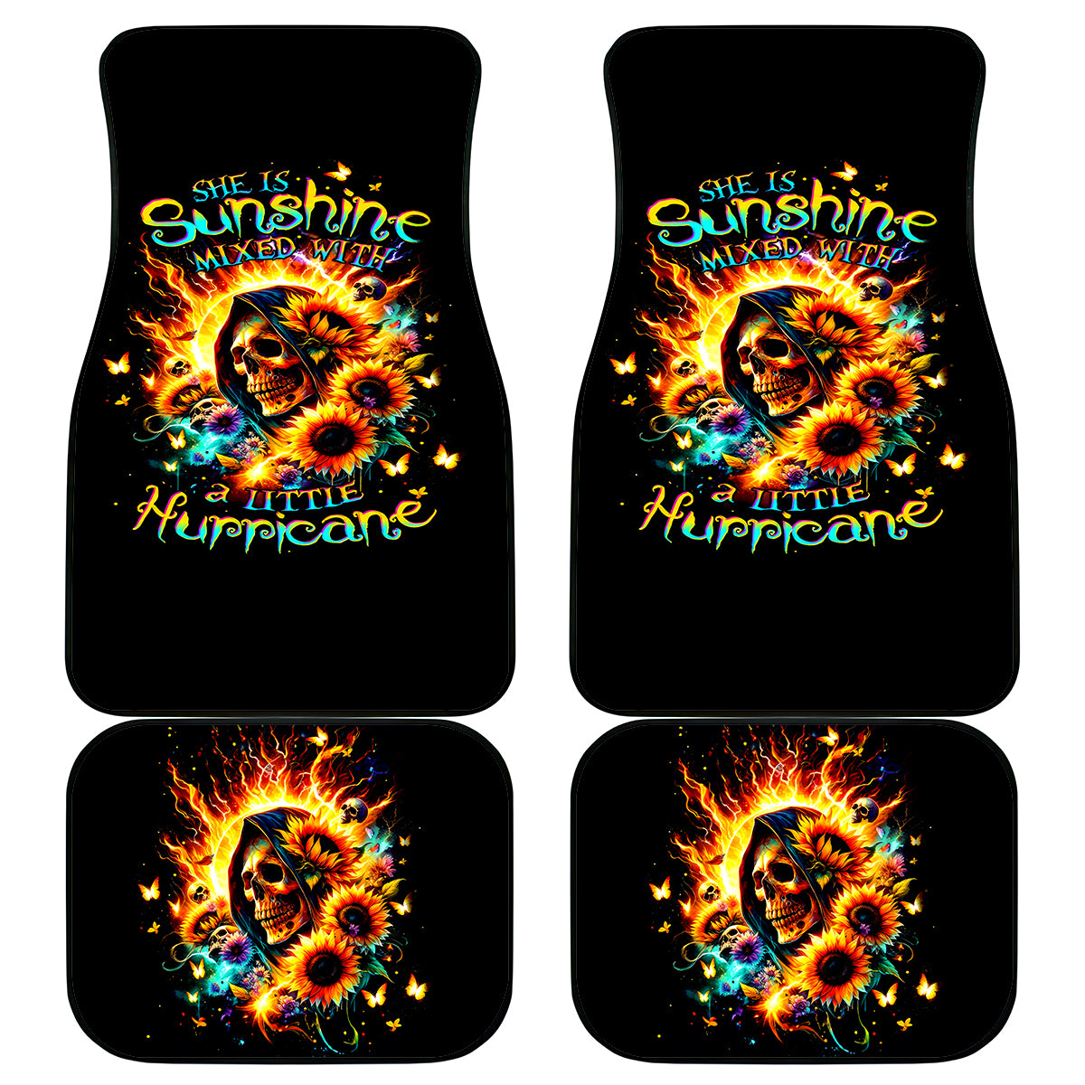 Sunflower Skull Car Mats She Is Sunshine Mixed With A Little Hurricane - Wonder Print Shop