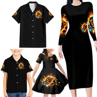 Sunflower Skull Family Matching Long Sleeve Bodycon Dress and Hawaiian Shirt She Is Sunshine Mixed With A Little Hurricane - Wonder Print Shop