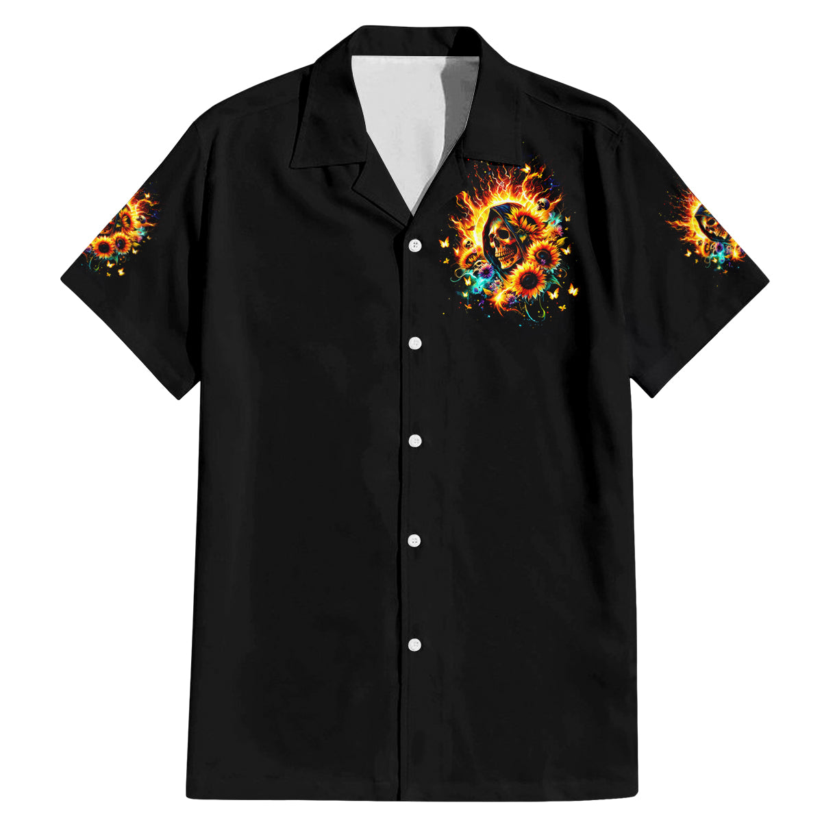 Sunflower Skull Family Matching Mermaid Dress and Hawaiian Shirt She Is Sunshine Mixed With A Little Hurricane - Wonder Print Shop