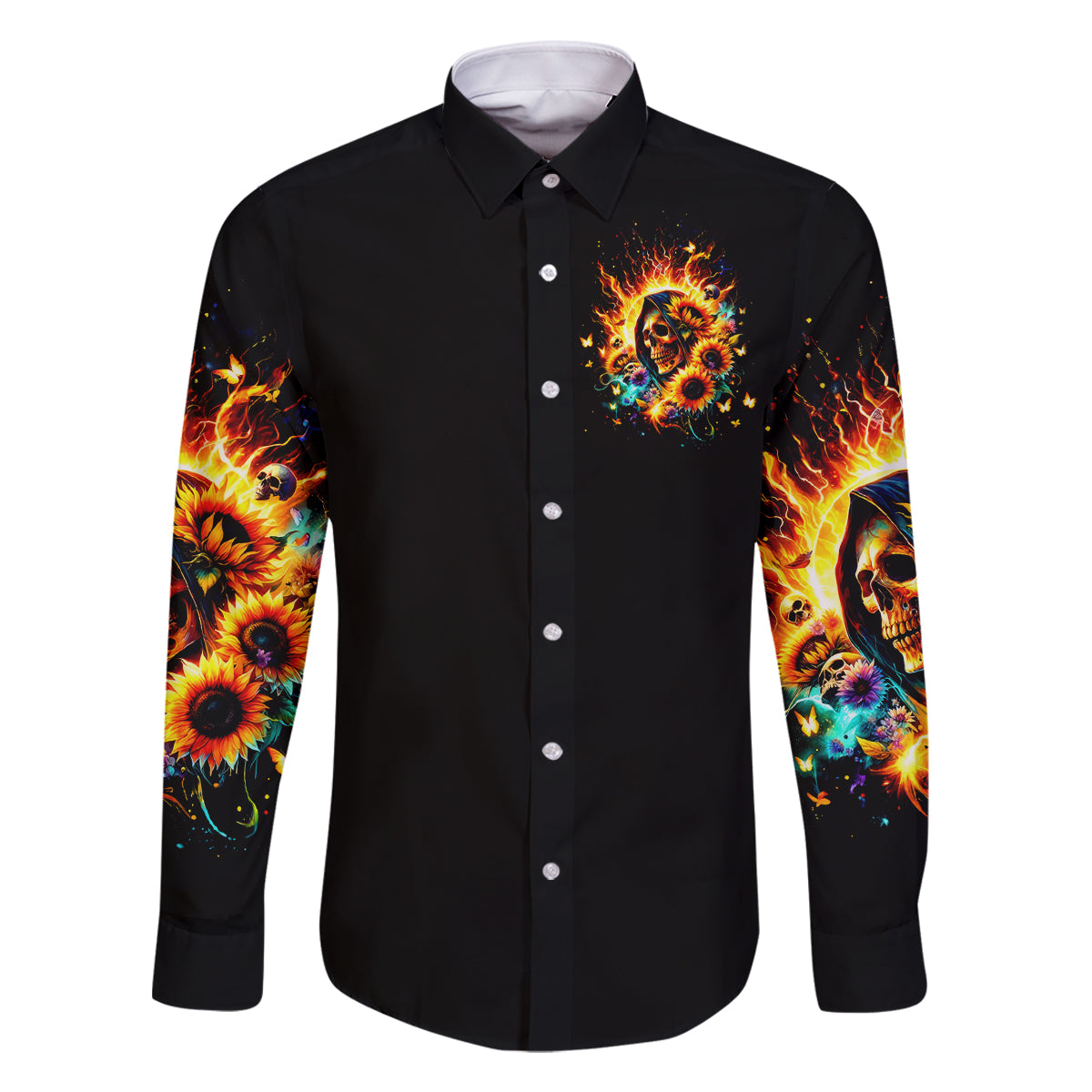 Sunflower Skull Family Matching Summer Maxi Dress and Hawaiian Shirt She Is Sunshine Mixed With A Little Hurricane - Wonder Print Shop