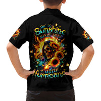 Sunflower Skull Family Matching Tank Maxi Dress and Hawaiian Shirt She Is Sunshine Mixed With A Little Hurricane - Wonder Print Shop