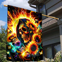 Sunflower Skull Garden Flag She Is Sunshine Mixed With A Little Hurricane - Wonder Print Shop