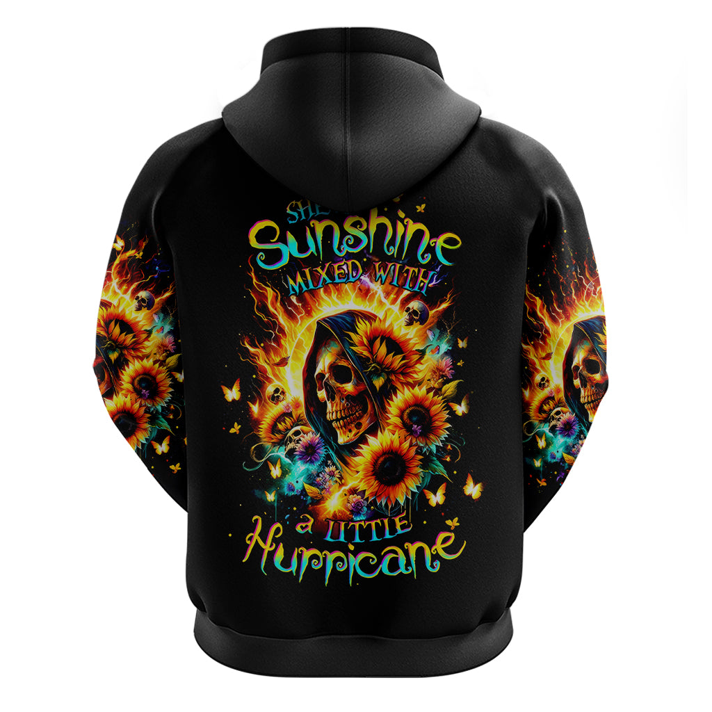 Sunflower Skull Hoodie She Is Sunshine Mixed With A Little Hurricane - Wonder Print Shop