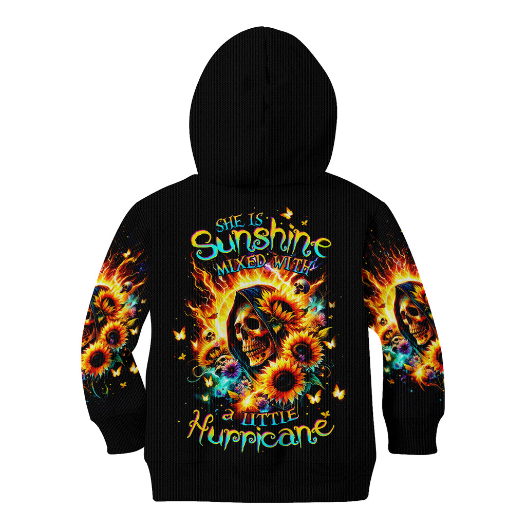 Sunflower Skull Kid Hoodie She Is Sunshine Mixed With A Little Hurricane - Wonder Print Shop