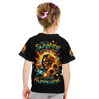 Sunflower Skull Kid T Shirt She Is Sunshine Mixed With A Little Hurricane - Wonder Print Shop