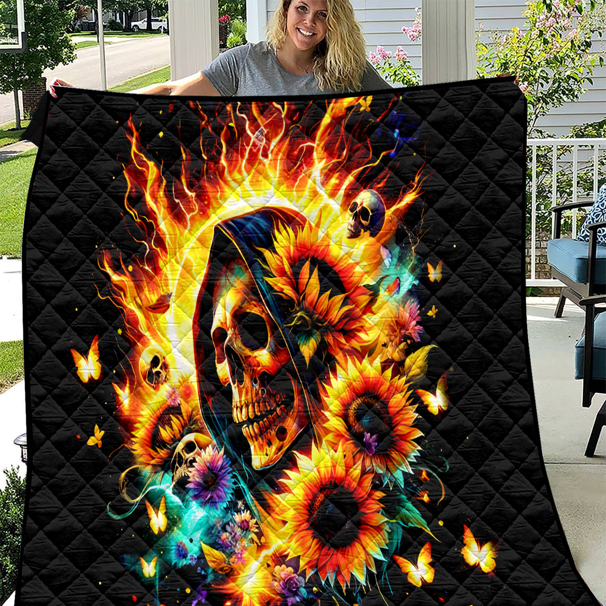 Sunflower Skull Quilt She Is Sunshine Mixed With A Little Hurricane - Wonder Print Shop