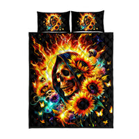 Sunflower Skull Quilt Bed Set She Is Sunshine Mixed With A Little Hurricane - Wonder Print Shop