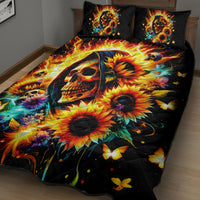 Sunflower Skull Quilt Bed Set She Is Sunshine Mixed With A Little Hurricane - Wonder Print Shop