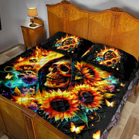 Sunflower Skull Quilt Bed Set She Is Sunshine Mixed With A Little Hurricane - Wonder Print Shop
