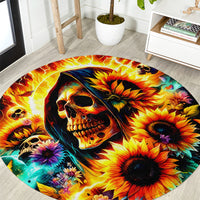 Sunflower Skull Round Carpet She Is Sunshine Mixed With A Little Hurricane