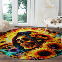 Sunflower Skull Round Carpet She Is Sunshine Mixed With A Little Hurricane