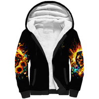 Sunflower Skull Sherpa Hoodie She Is Sunshine Mixed With A Little Hurricane - Wonder Print Shop