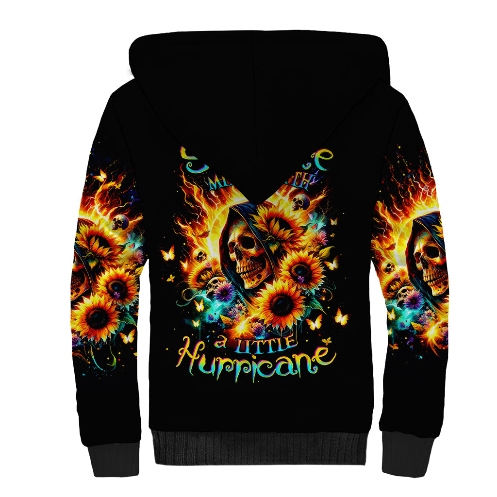 Sunflower Skull Sherpa Hoodie She Is Sunshine Mixed With A Little Hurricane - Wonder Print Shop
